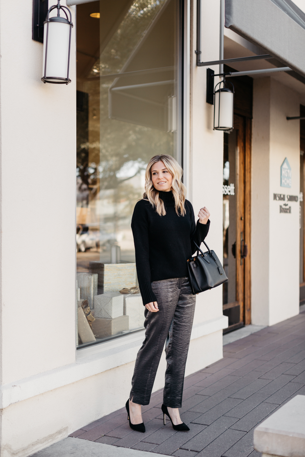 Shimmer Elastic Back Ankle Pants