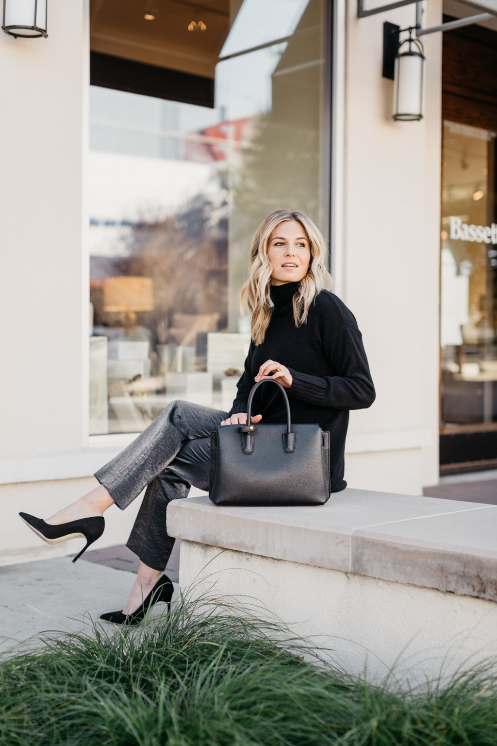 Shimmer Elastic Back Ankle Pants - Ann Taylor