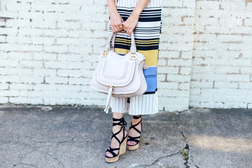 black wedges - dallas outfits - stripe jumper