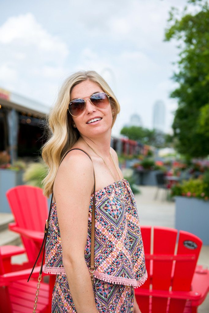 strapless printed romper