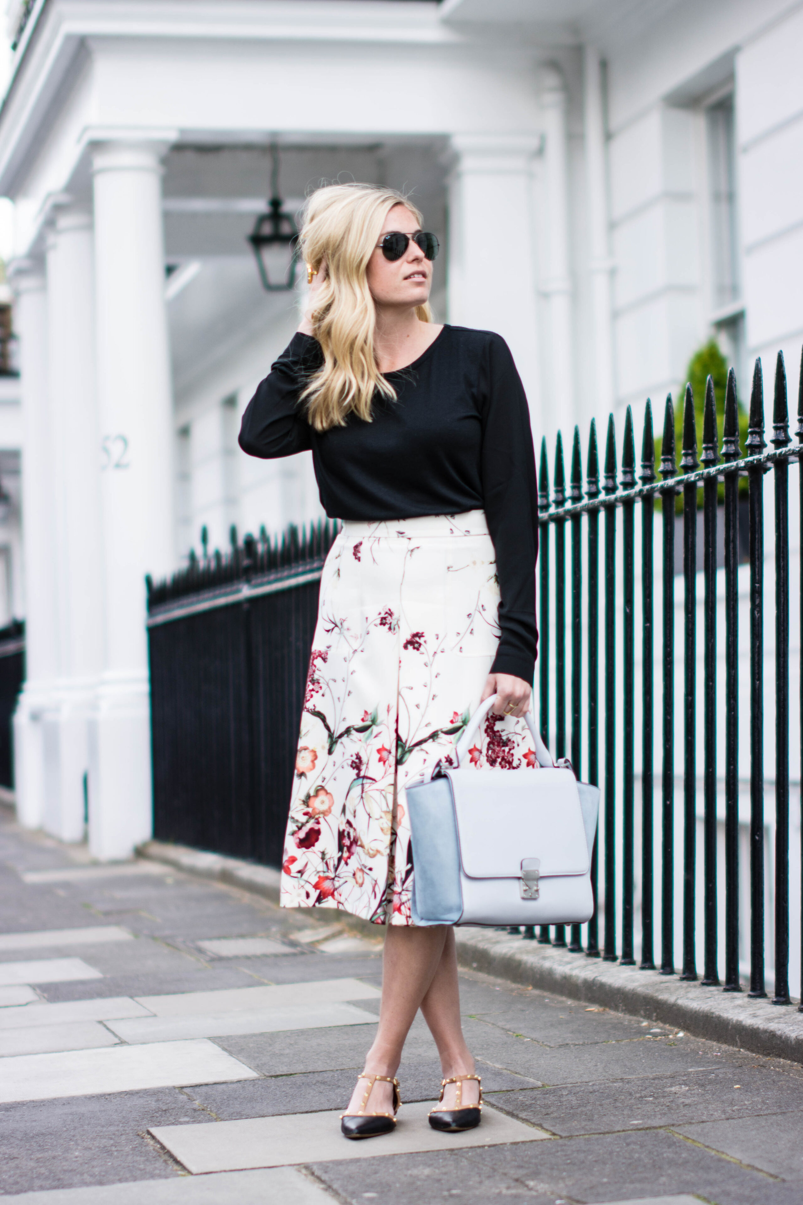 floral a line skirt