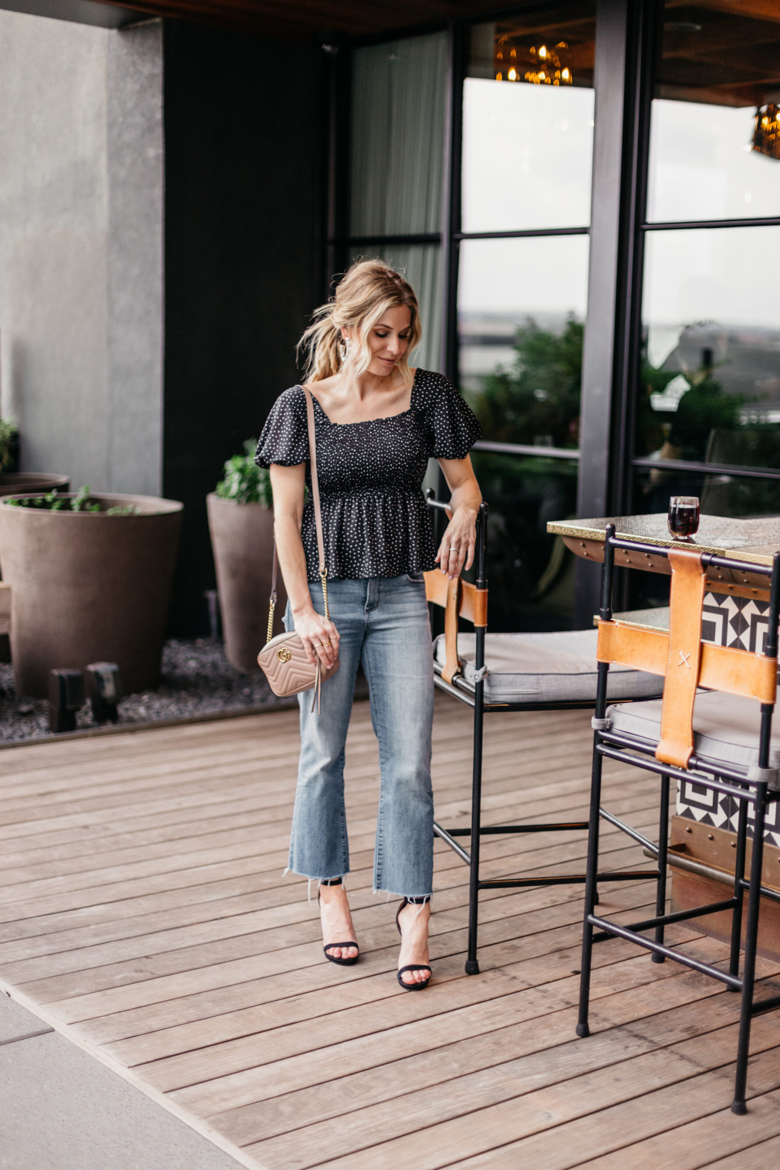 SXSW Austin - black top, jeans and gucci bag outfit