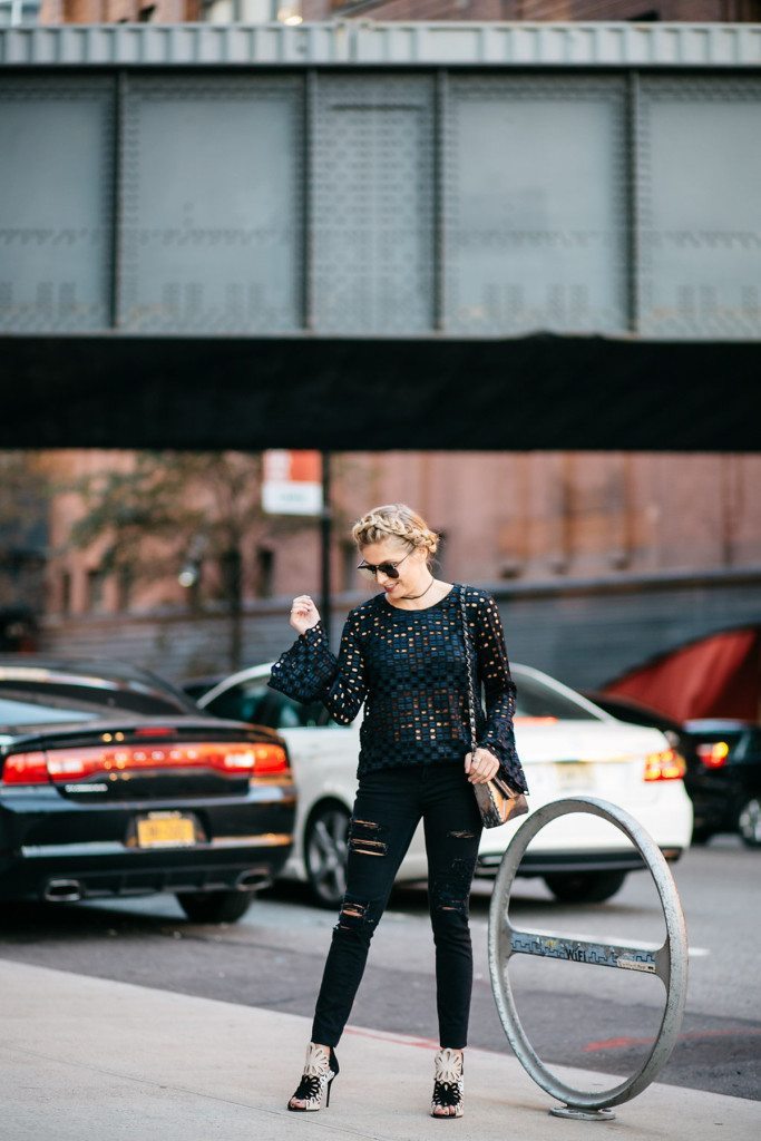 bell sleeve lace blouse - new york fashion week - rewardstyle party nyfw - brooke burnett